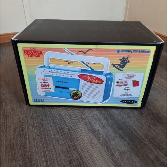 NEW Stranger Things Crosley Cassette Player Recorder Bluetooth Surfer Boy Pizza